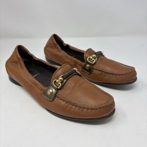 AGL Atelier Giusti Leombruni Leather Driving Loafers Brown Horsebit EU 37